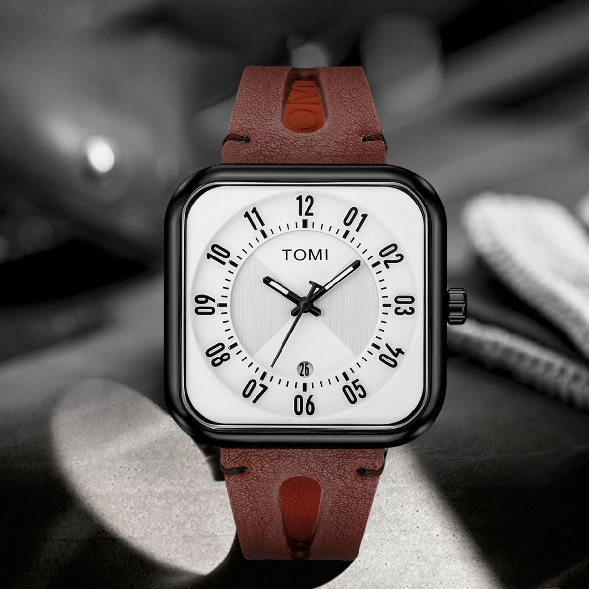 [Factory Direct Supply] TOMI Temi Fashion Temperament Simple Large Plate Design Korean Belt Watch Men's Watch Women's Watch