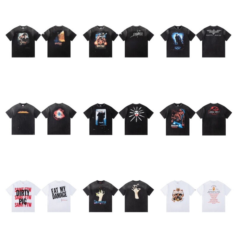 SAINT American-style trendy brand loose casual washed vintage hand-painted Harry Potter crew neck short-sleeve T-shirt for men and women SAINT American-style trendy brand loose casual washed vintage hand-painted Harry Potter crew neck short-sleeve T-shirt for men and women