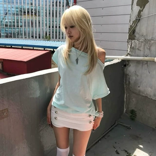跨境欧美风独立站夏季新款女装街头时尚宽松短袖显瘦纯色上衣T恤