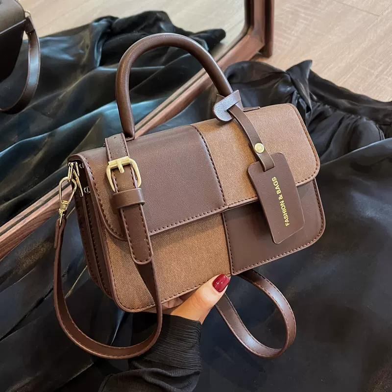 夏季复古撞色小包包女士2023新款时尚斜挎包流行手提包单肩小方包