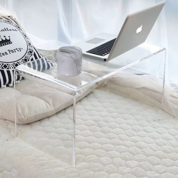 Mesa de centro de acrílico Mesa lateral para el hogar de celebridades de Internet transparente y simple Mesa lateral de dormitorio nórdico Mesa lateral de sofá con ventana salediza