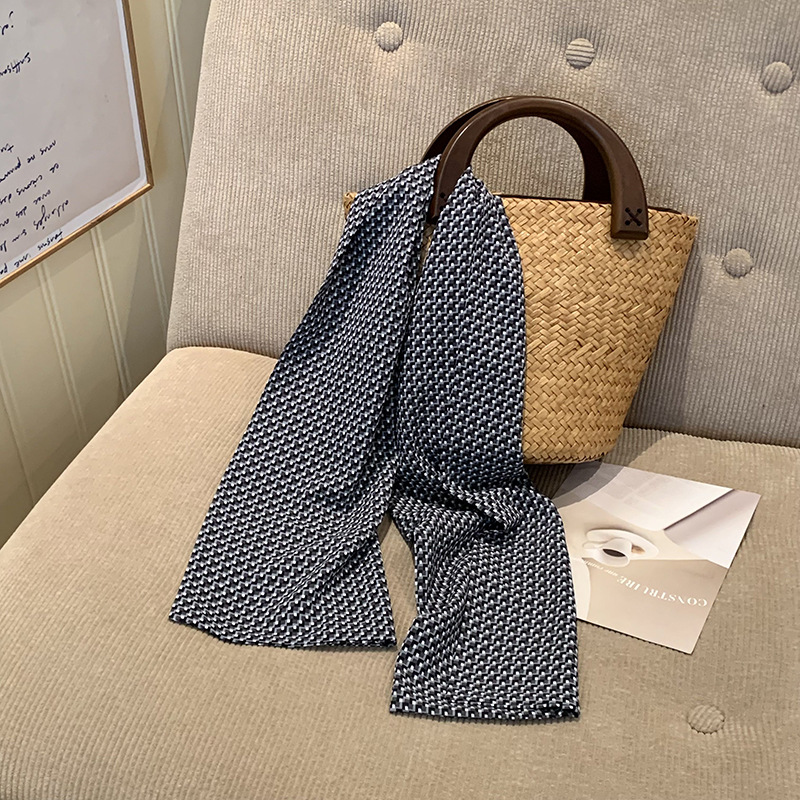 Wavepoint bufandas de seda larga alta sensación francesa retro primavera y otoño decoración de moda bufandas de cuello correa de cabello turbante