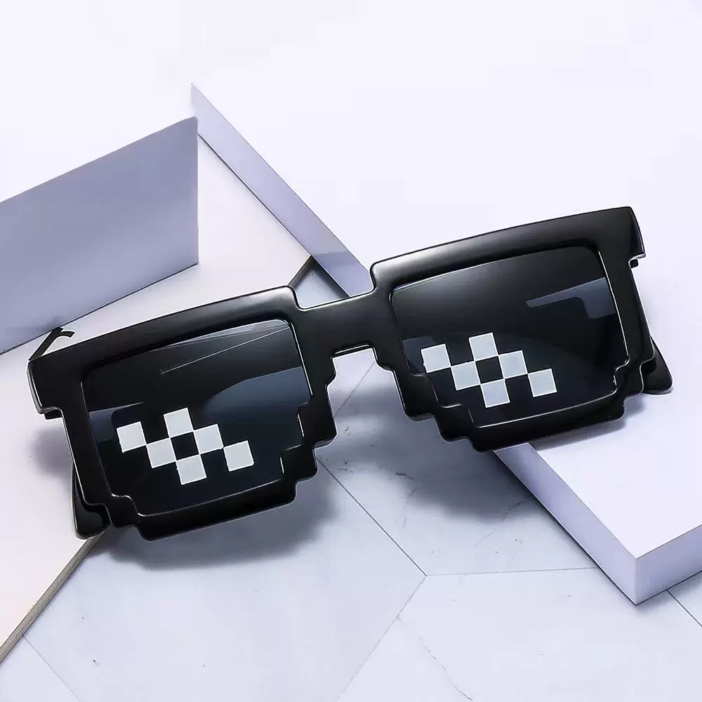 跨境新款大马赛克眼镜搞怪生日聚会派对网红二次元蹦迪装饰镜可爱