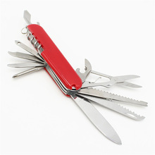 厂家户外不锈钢多功能礼品小刀 瑞士军刀十一开小刀 胶壳十三功能