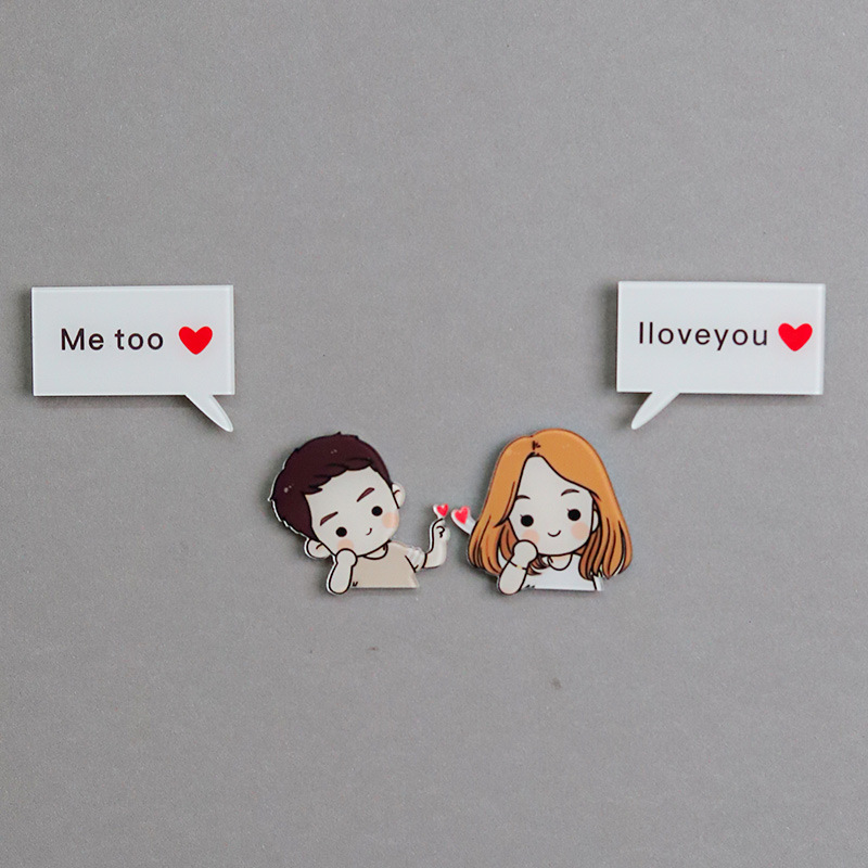 Personajes de dibujos animados pareja de acrílico adsorción pegatinas de refrigerador EVA alfanuméricos pegatinas de refrigerador DIY pegatinas magnéticas decoración