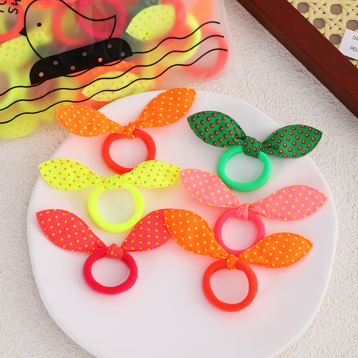 Flores rotas orejas de conejo toalla anillo de cabello no daña cabello toalla anillo de cabello para niños adornos de cabello cuerda de cabeza lindo sin marcas de cabello