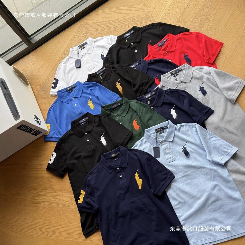 Rl Ralph Lauren Classic Summer Simple Casual Pure Cotton Lapel Polo Shirt with Large Horse Logo for Men and Women Short-Sleeved Polo T-Shirt Rl Ralph Lauren Classic Summer Simple Casual Pure Cotton Lapel Polo Shirt with Large Horse Logo for Men and Women Short-Sleeved Polo T-Shirt