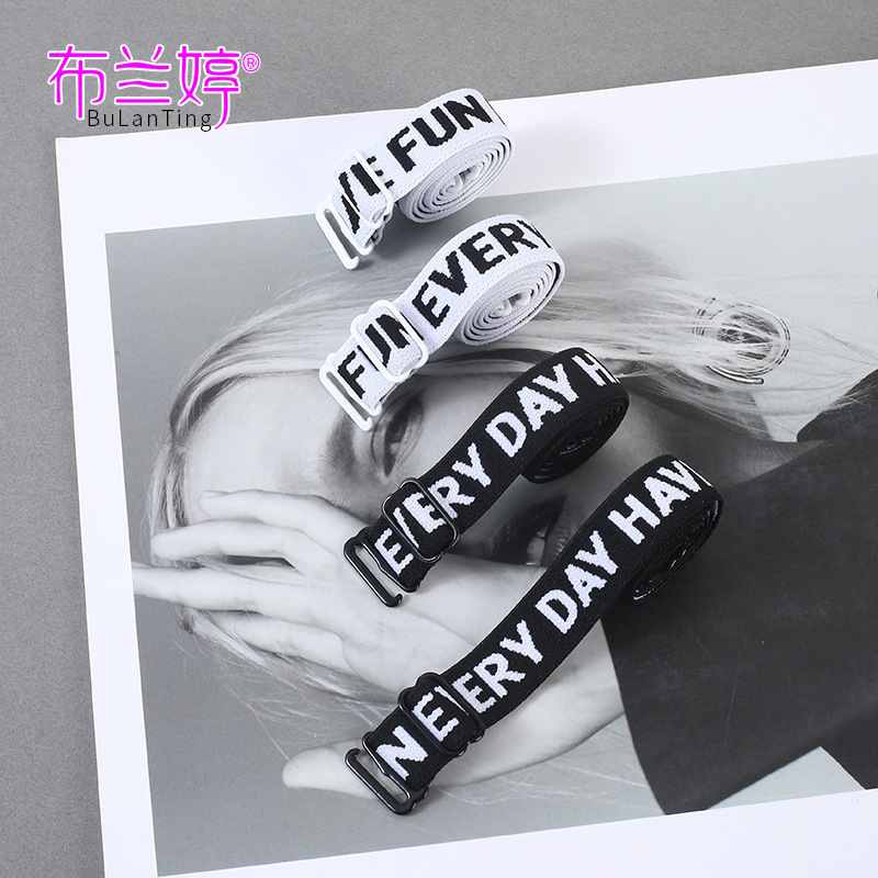 Letter cloth shoulder strap bra strap lengthened 45cm exposed beauty back inner wear printed bra strap cross-border underwear strap