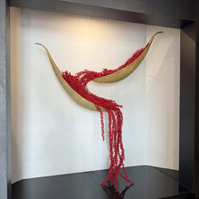 竹编船创意红豆船纯手工编制酒店橱窗大堂装饰造景景观悬浮悬挂