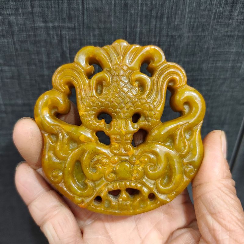 大量批发老岫玉古玩玉器捡漏做旧兽面镂空八卦古玉老玉挂件|undefined