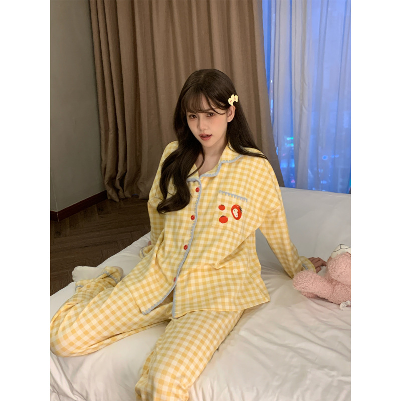 2025新款hellokitty纯棉睡衣女春秋季格子长袖家居服夏天休闲套装|undefined