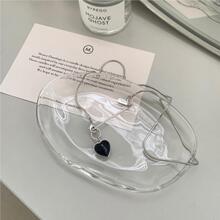 范智乔 韩国韩版饰品 925纯银项链简约小众chic网红黑玛瑙爱心蛇