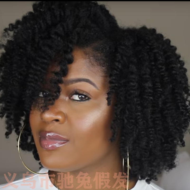 Amazon cross-border e-commerce African small curly wig European and American women's short hair black fluffy explosion head chemical fiber headgear Amazon cross-border e-commerce African small curly wig European and American women's short hair black fluffy explosion head chemical fiber headgear