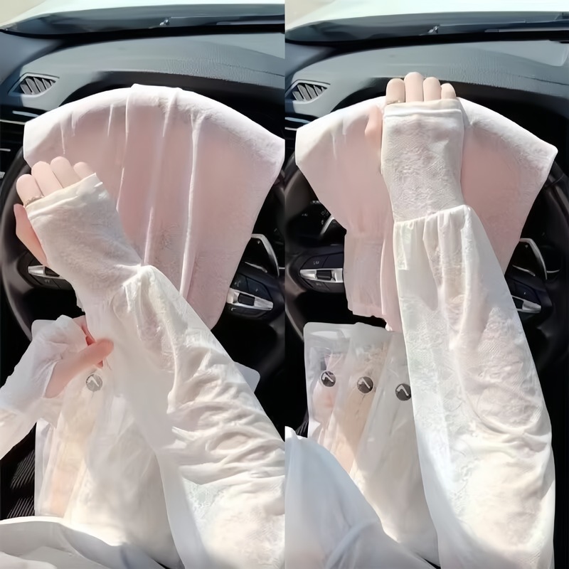 夏のレースの優しい妖精スタイルの日焼け止めアイススリーブ薄い運転屋外日焼け止めルーズスリーブ女性のアイスシルクスリーブ|undefined