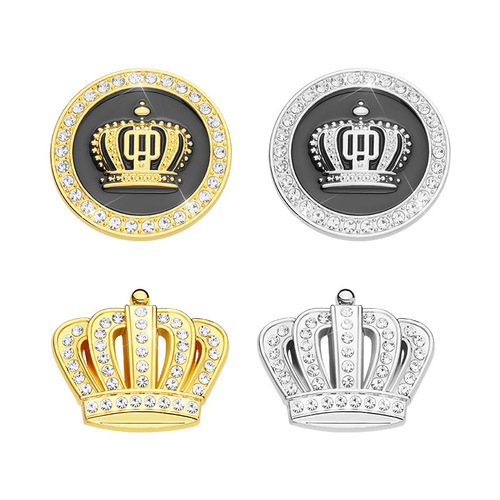 Large GARSON/DAD Crystal Car Emblem Badge Crown Sticker Car Front Decal Personalized Metal Inlaid Diamond Car Decal
