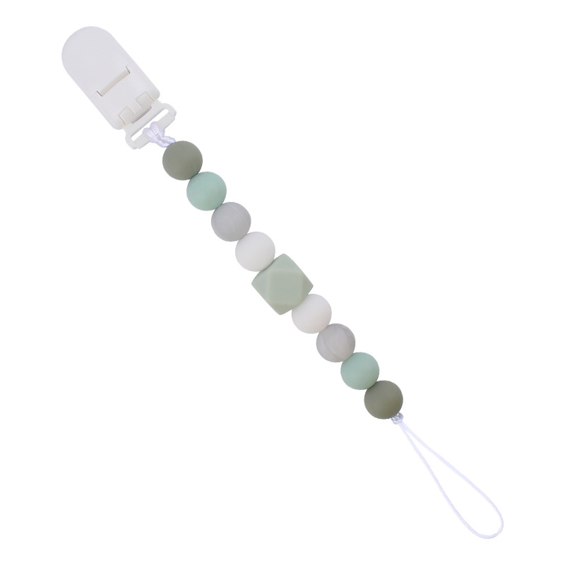 Nuevos suministros para bebés Cadena de chupete de silicona calmante bebé 14mm octogonal mordedura de silicona cadena anti-caída molar
