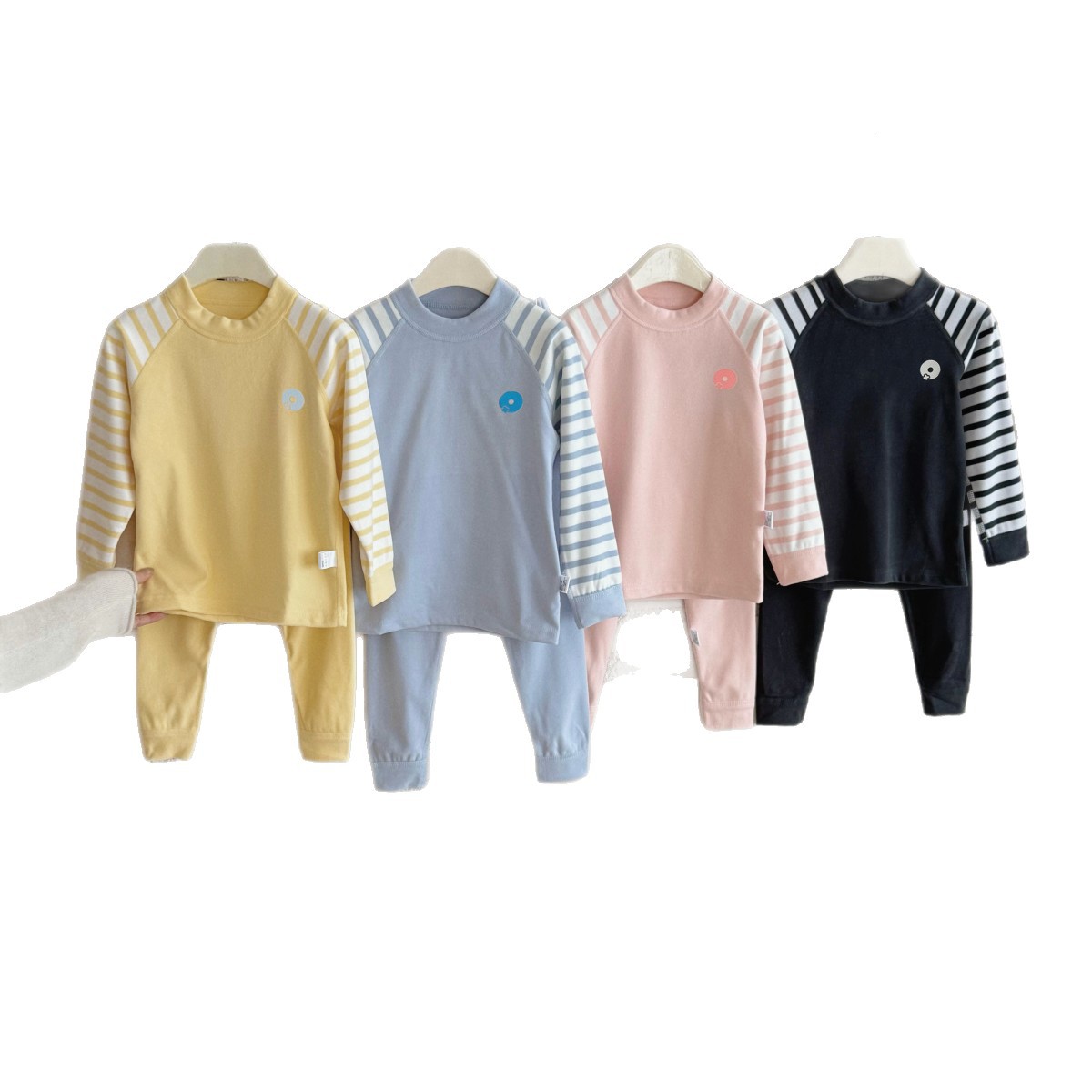 Pantalones de otoño de cuello medio sin hueso ropa interior set pijamas de primavera y otoño calentamiento para padres e hijos ropa de hogar caliente