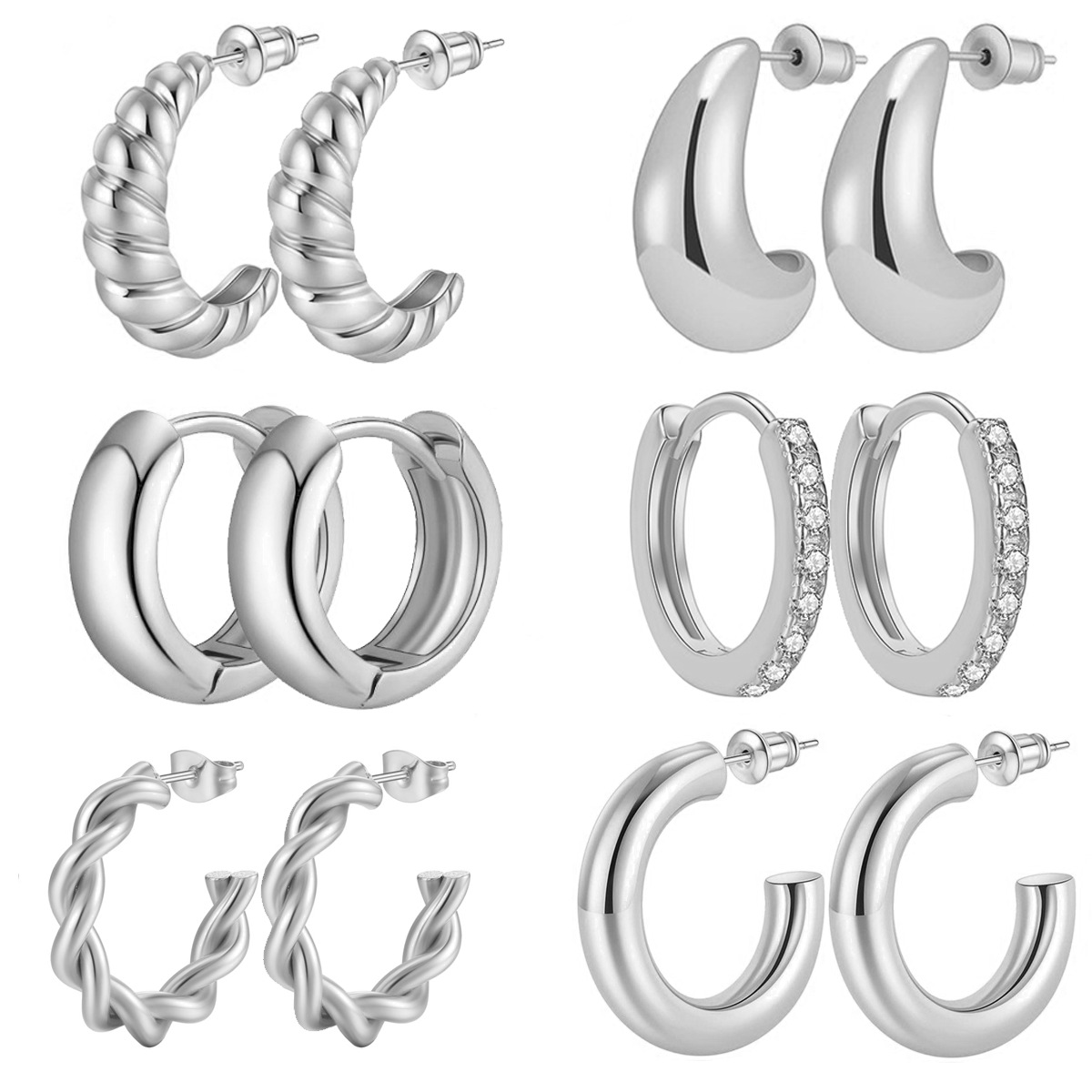 Cobre especial transfronterizo plateado 18K pendientes de oro real pendientes de alto grado pendientes geométricos de las mujeres pendientes de estilo frío pendientes simples de las mujeres