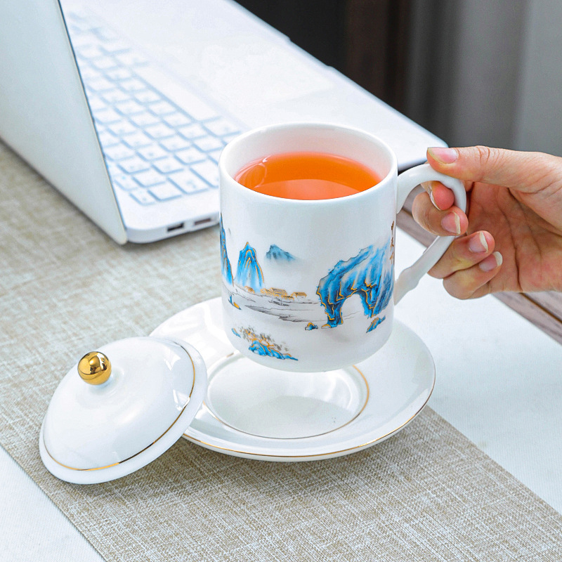 陶磁器マグカップ、羊脂玉磁器ティーカップ、オフィスカップ、ビジネスギフト、ロゴ入りウォーターカップ、陶磁器カップ、ギフトカップ、卸売|undefined