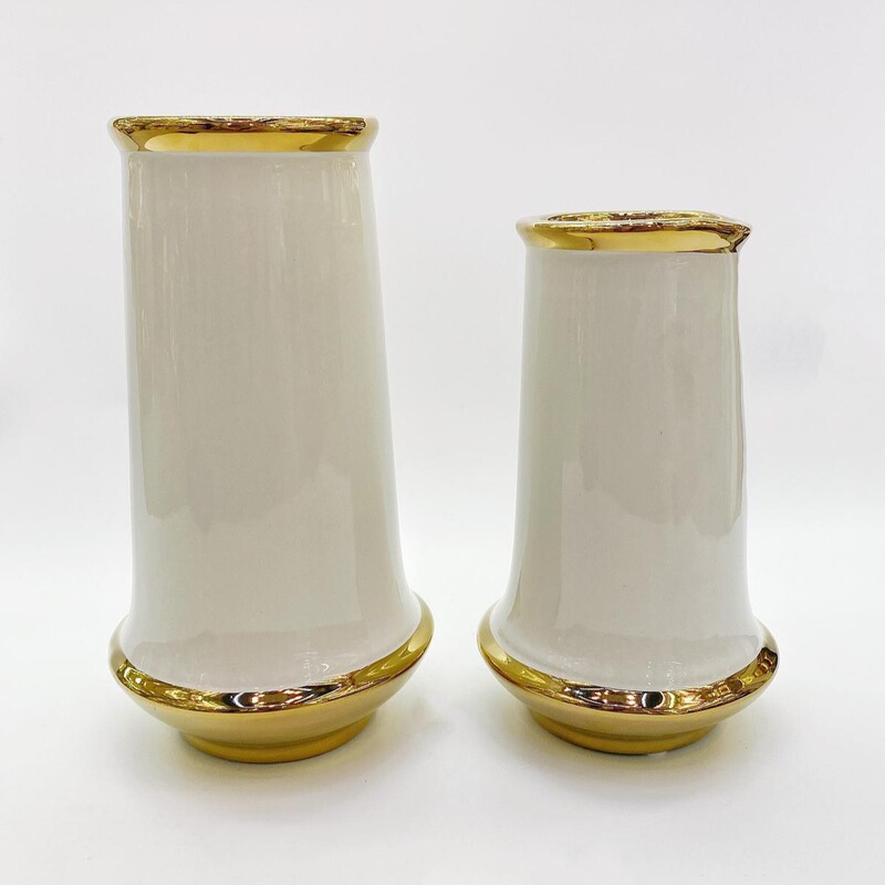 Electroplated white gold ceramic flower pot creative flower arrangement flower pot container light luxury golden edge dried flower pot art ornaments