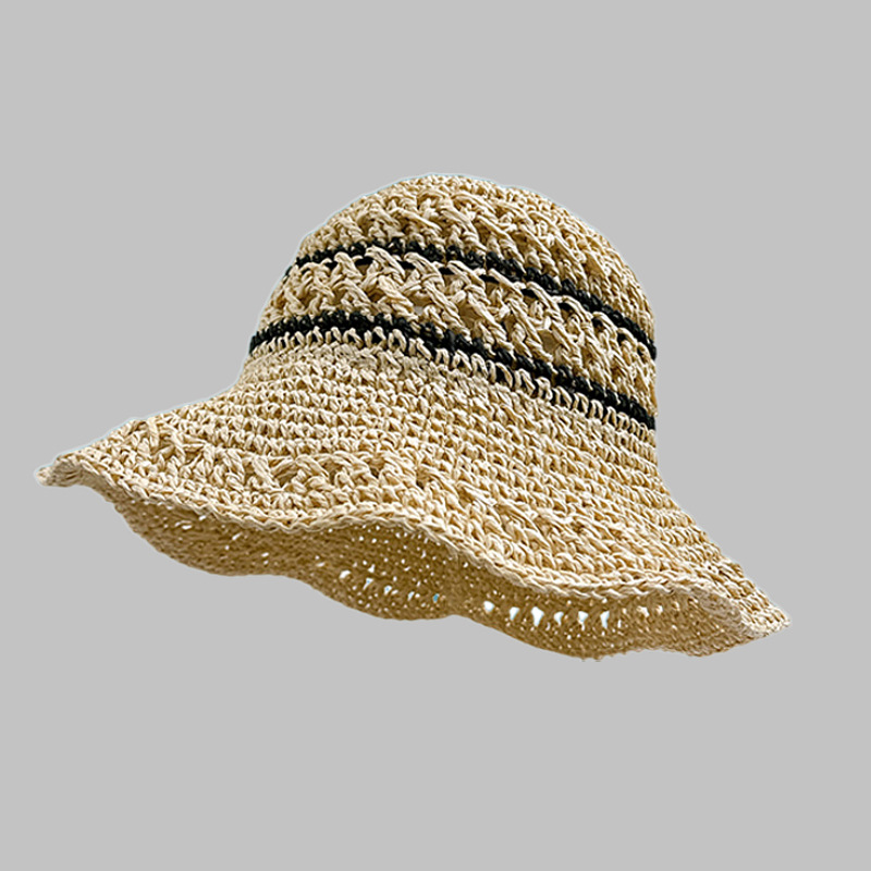 Spring&Summer Season Women's Casual Style Vacation Solid Color Big Eaves Shearling Hat Straw Hat