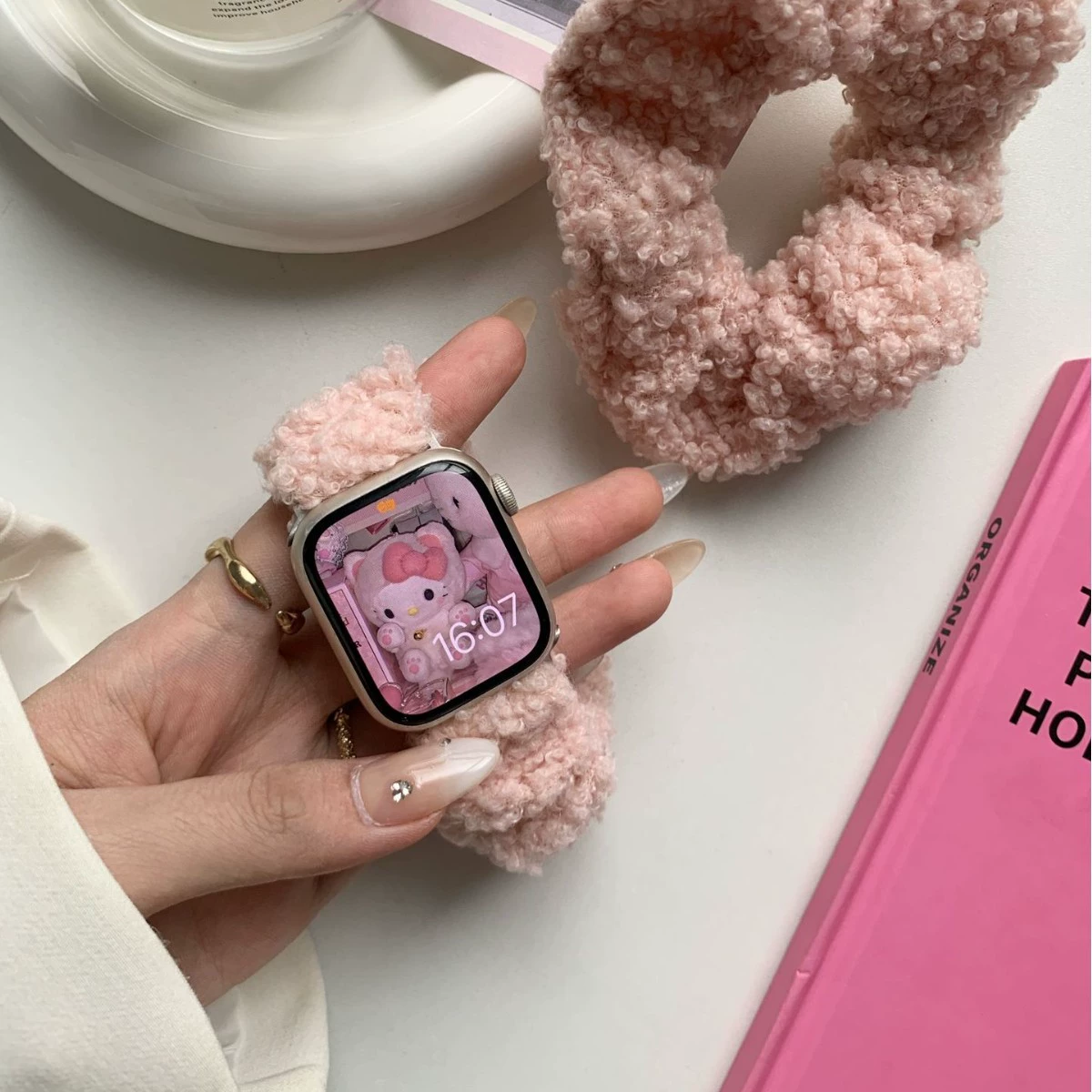 Плюшевые волосы на резинке большого размера, подходят для applewatchs10 apple watch iwatch98765 поколения SE, женские