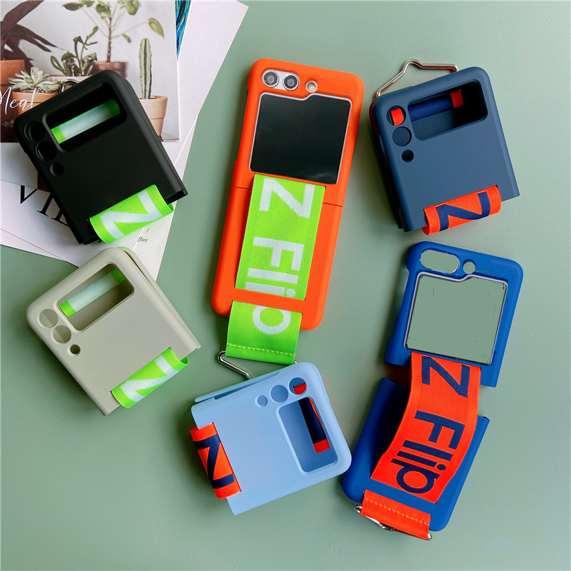 Casual Pure Color Suitable for Samsung Zflip7 Mobile Phone Case Galaxy Z Flip4/5/ 40% off Stacked Wristband Protective Cover