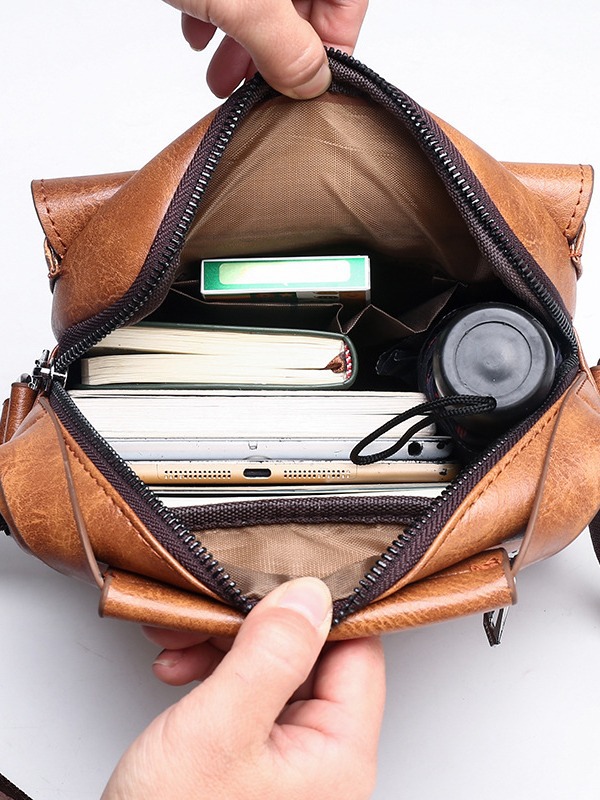 Mochila informal para viajes de negocios, bolso de hombro tipo bandolera, bolso vertical para hombre, bolso de cuero de gran capacidad, transpirable y resistente al desgaste