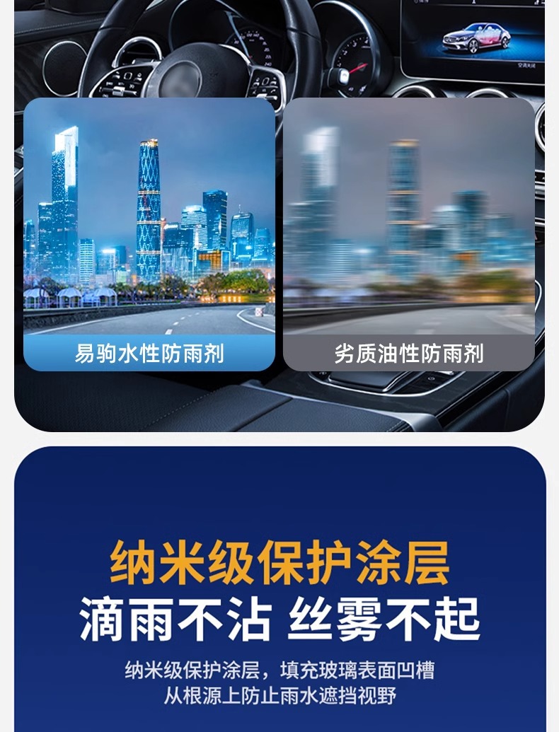 Rearview mirror car rainproof agent anti-fog winter rainy day windshield glass coating water drive spray defogging artifact