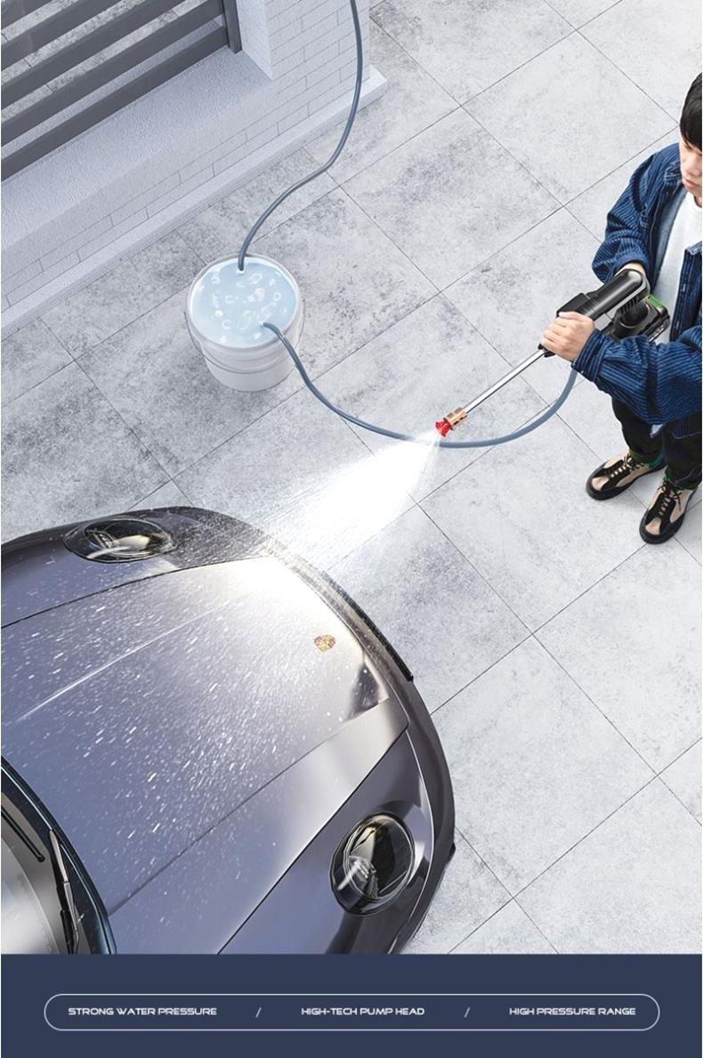Suitable for Genuine German Quality Car Wash High-Pressure Water Gun Household Wireless Charging Car Wash Machine Portable Lithium Battery