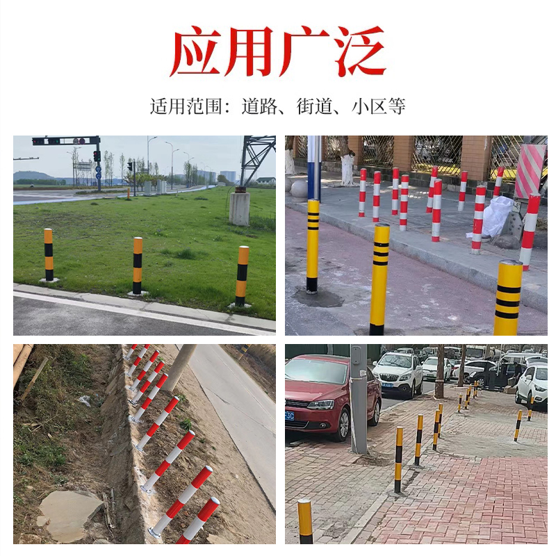 Columna de advertencia de tubería de acero amarilla y negra Columna reflectante Tráfico por carretera Columna anticolisión de vehículos Pila fija image 4