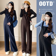 孕妇背带裤春秋款小个子秋冬外穿2025新款时尚洋气宽松休闲两件套