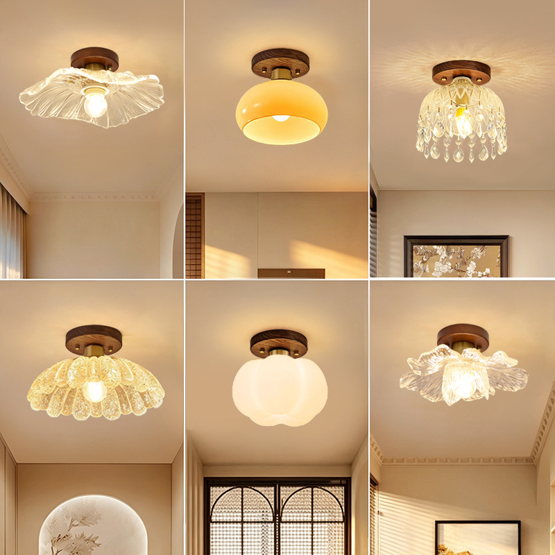 Crema de estilo araña de luz del pasillo luz del Pasillo moderno minimalista balcón lámpara flor escaleras guardarropa Luz de Entrada