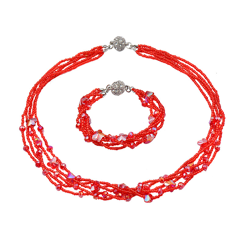 Fashion Solid Color Artificial Crystal Beaded Womenu0027S Bracelets Necklace 1 Piece