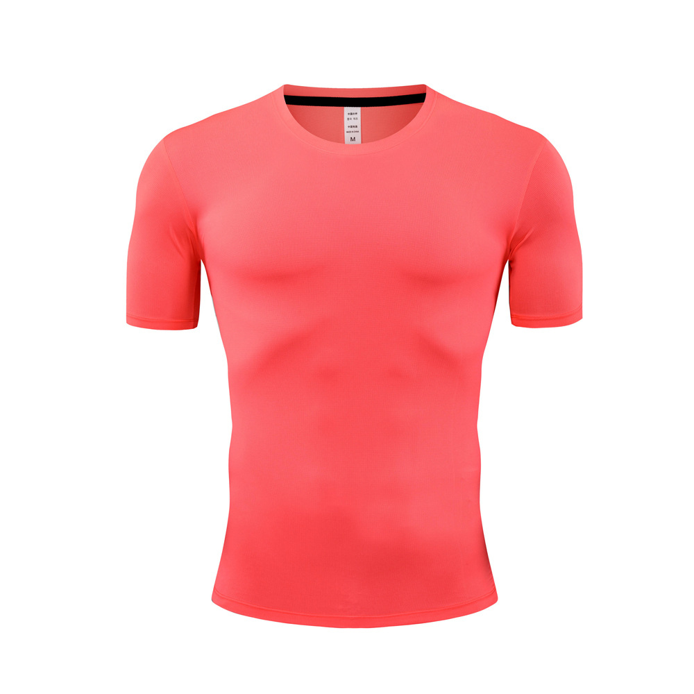 Camiseta deportiva de verano para hombre y mujer, de cuello redondo, manga corta, para entrenamiento al aire libre, fitness, transpirable, elástica, de secado rápido, estilo delgado.