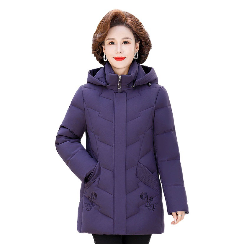 Новая стильная утепленная куртка-пуховик с капюшоном для мам, короткое зимнее пальто большого размера для женщин среднего и старшего возраста.