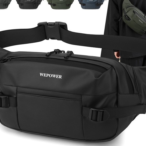 Cross-Border Leather Men's Crossbody Chest Bag, Outdoor Cycling Functional Chest Sling Bag, Foreign Trade Men's Bag, Running Waist Bag