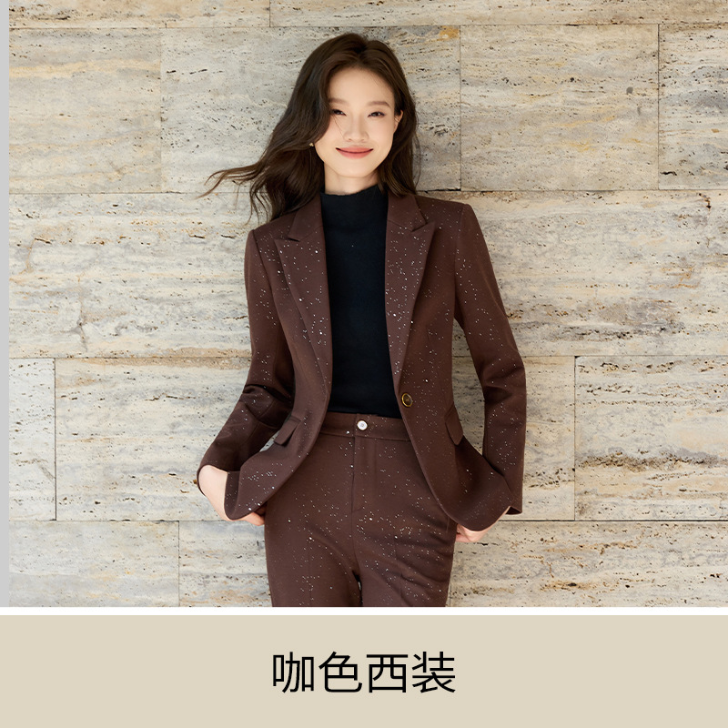 single brown long-sleeved suit