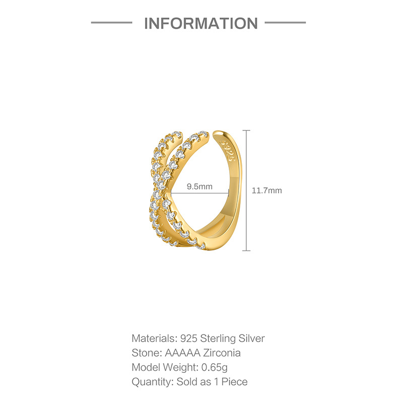 1 Piece Streetwear Geometric Plating Sterling Silver Ear Cuffs display picture 1