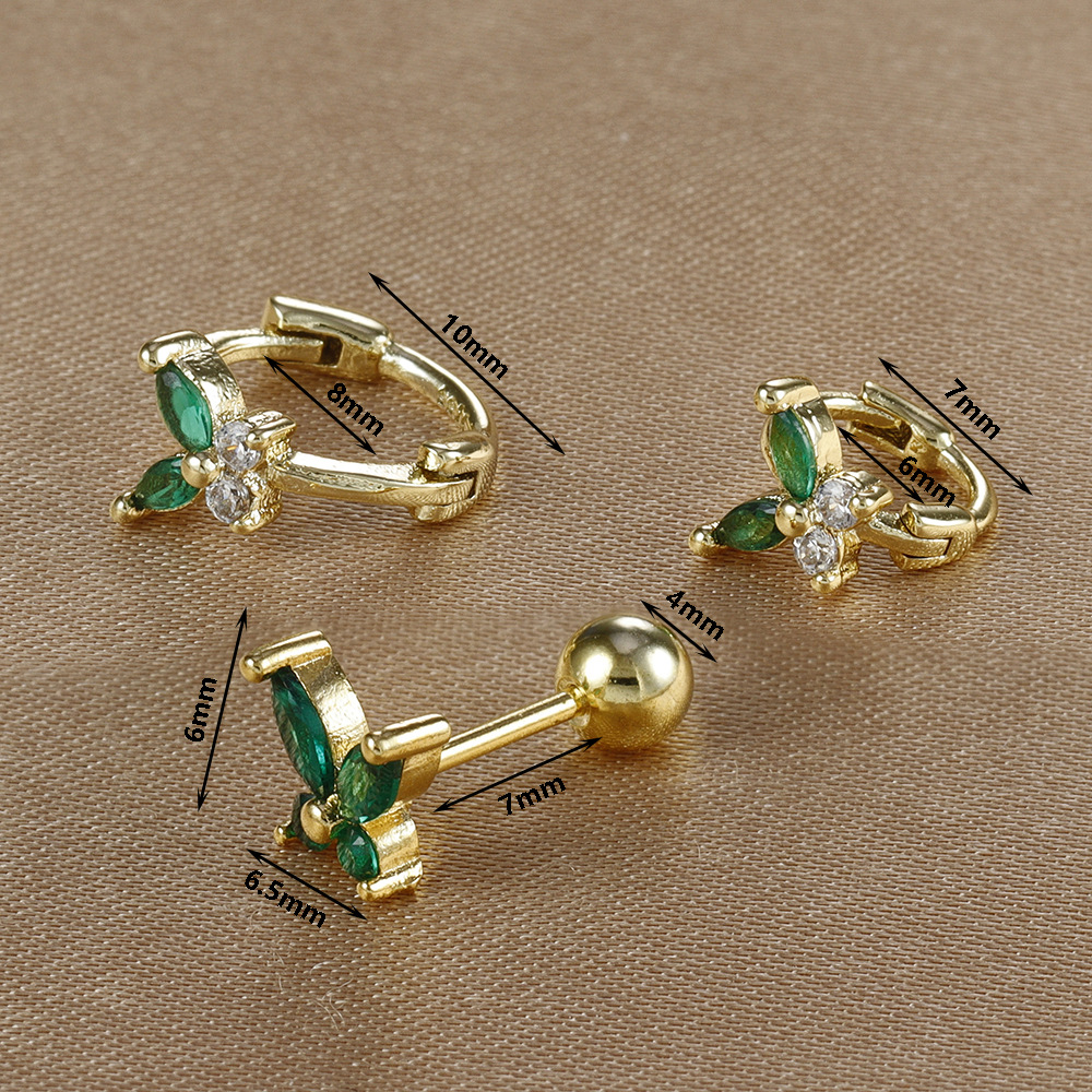 8g Weight Copper Ear Needle Material Zircon Inlay Material Small Stud Earrings, Earrings Classification 1 Set Quantity Daily Occasion Copper Material Butterfly Pattern All Seasons Season Women's Gender Plating Design Simple Style, Classic Style Style 1 Set Simple Style Classic Style Butterfly Plating Copper Zircon Small Stud Earrings Earrings 无