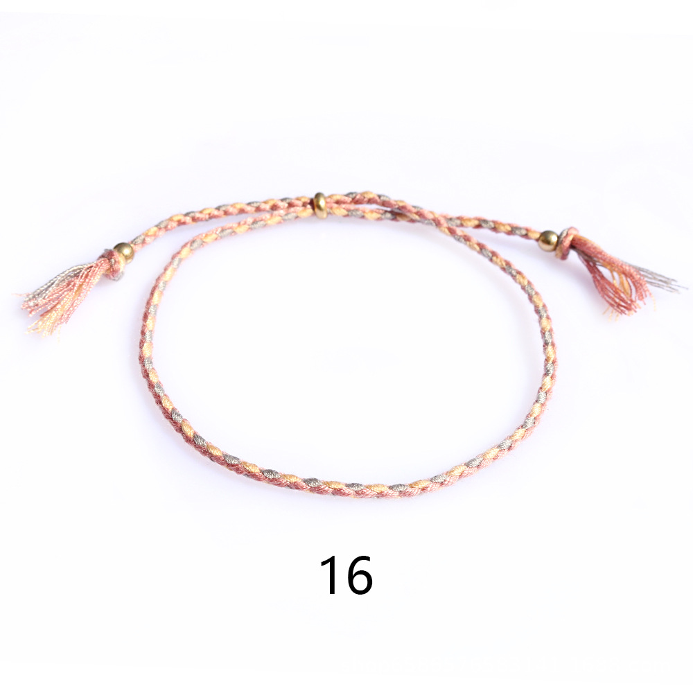 Amazon popular colorido cuerda de algodón amistad pulsera perlas de cobre borla pulsera tejida a mano ajustable hombres y mujeres pulsera