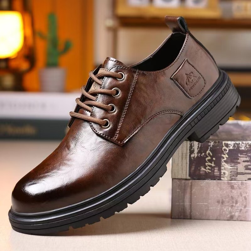 2026 New Men's British Style Leather Shoes, Martin Boots, Soft Sole, Low-Top, Versatile, Retro, Supports Dropshipping and Cross-Border Sales