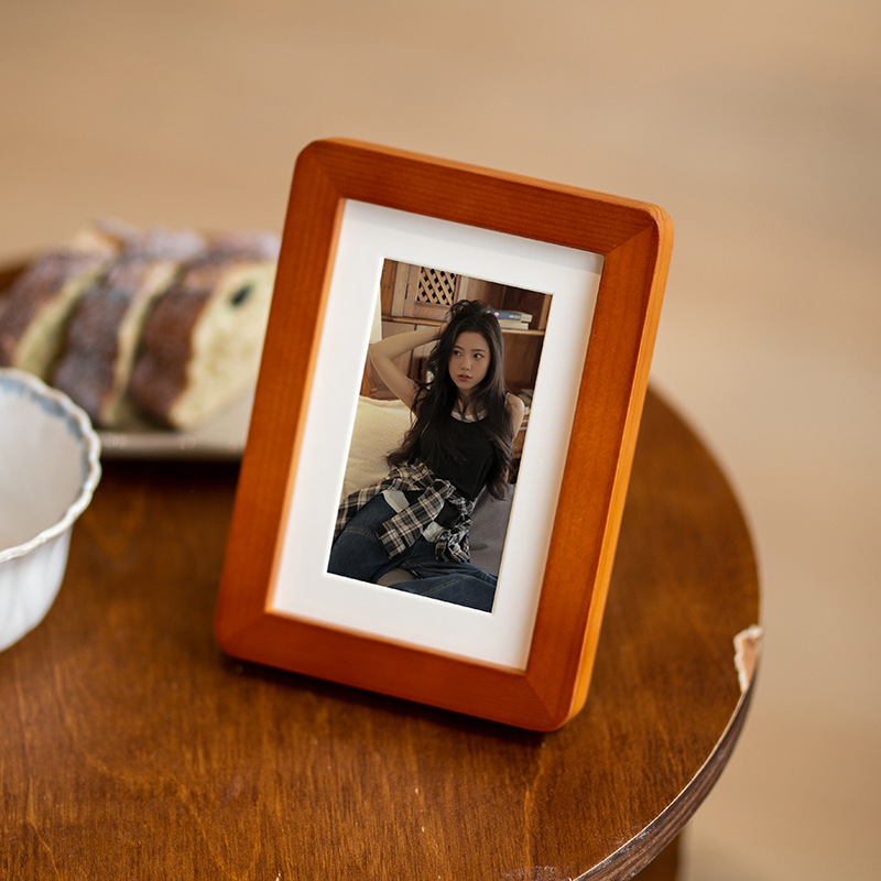 Rounded Solid Wood Photo Frame Display Stand Photo Album Frame 678 Wall-Mounted Custom Empty Frame Wall-Mounted High-End Feel 6inch