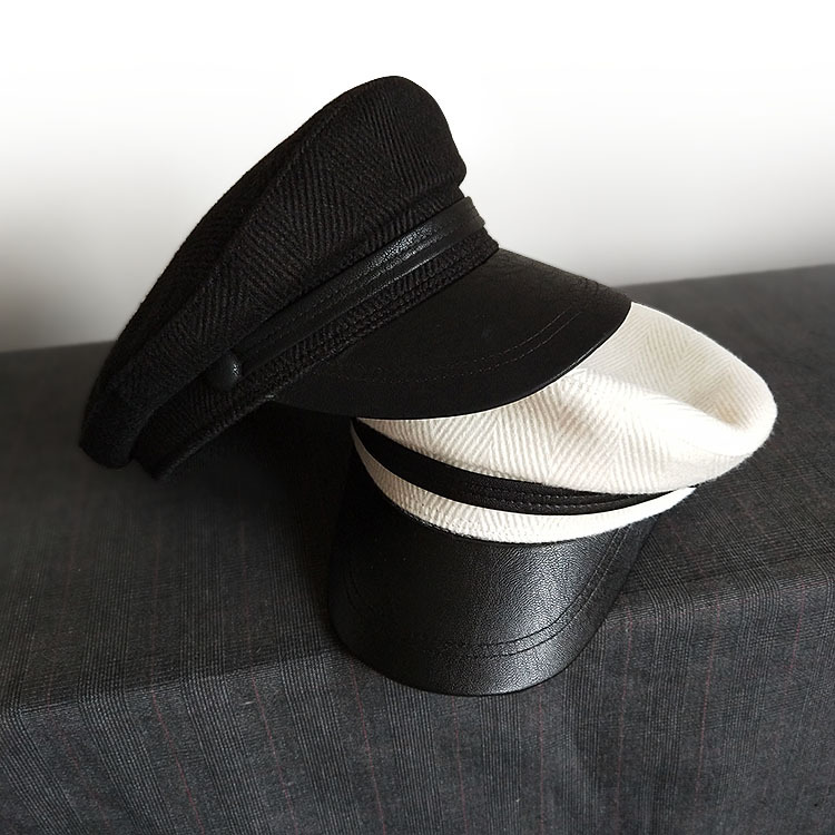 Autumn and Winter Small Brim Duckbill Hat for Women, White Navy Hat, Wool Flat Top Hat, Casual Retro Beret Hat, Painter's Hat