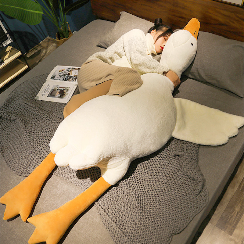 Almohada larga de ganso blanco grande a la moda, juguete de peluche, muñeco de ganso, cama, almohada para dormir, regalo de cumpleaños para mujeres