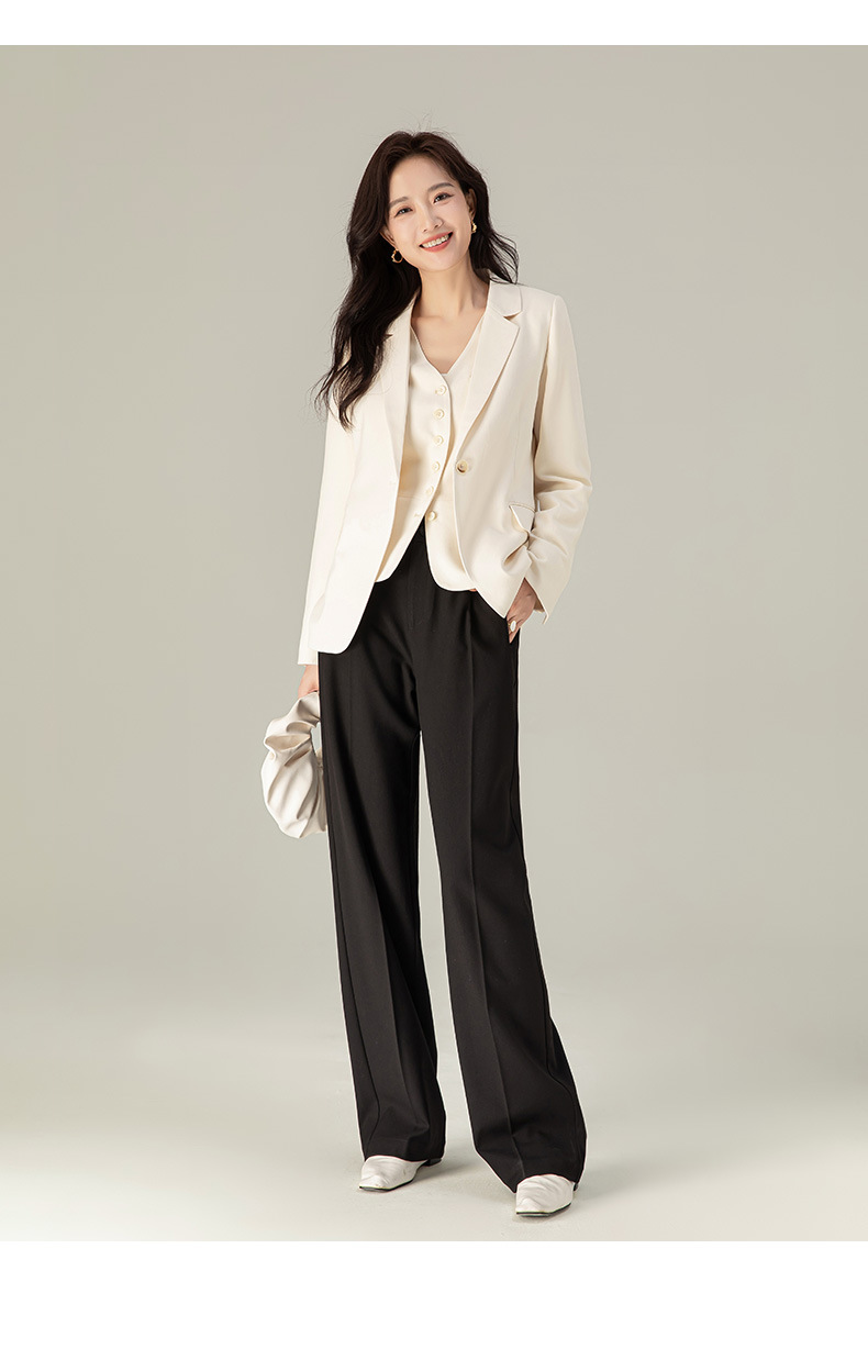 Áo khoác blazer nữ dáng suông tay dài phong cách tối giản — Màu be chi tiết 26