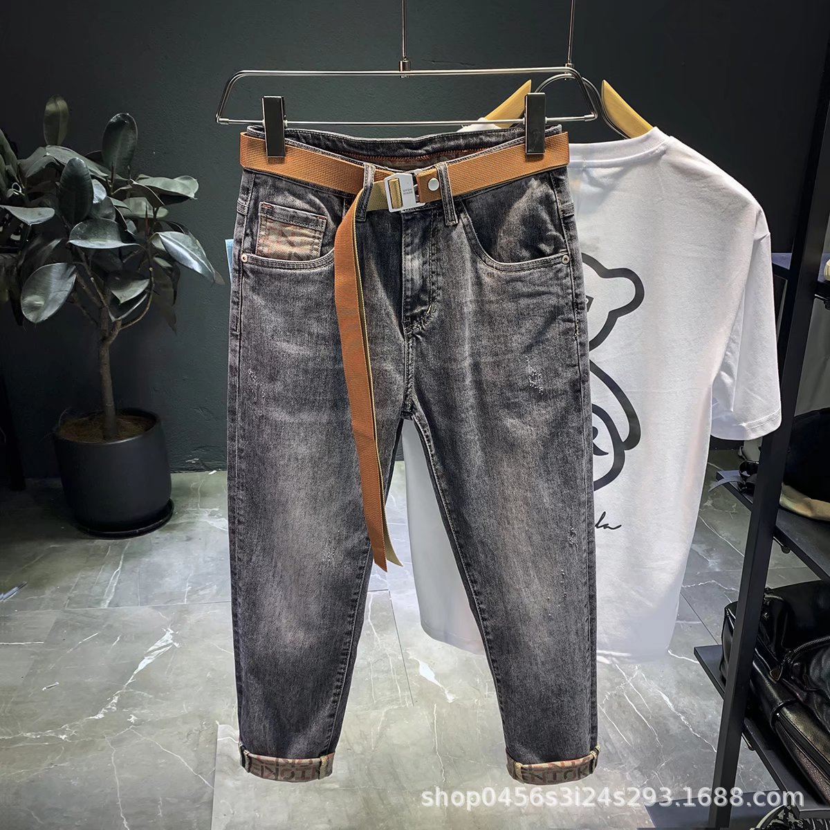 Jeans men's 2021 new spring and autumn t...