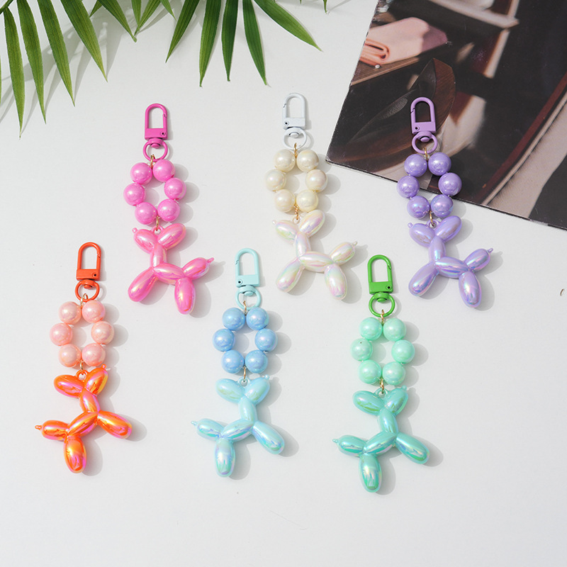 2024 new electroplating uv colorful acrylic ball dog doll key chain pendant creative bag accessories