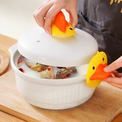 リトルイエローアヒル断熱手袋厚みのある滑り止めキッチン家庭用鍋蓋シリコーンアヒルのくちばし火傷防止電子レンジボウルクリップ