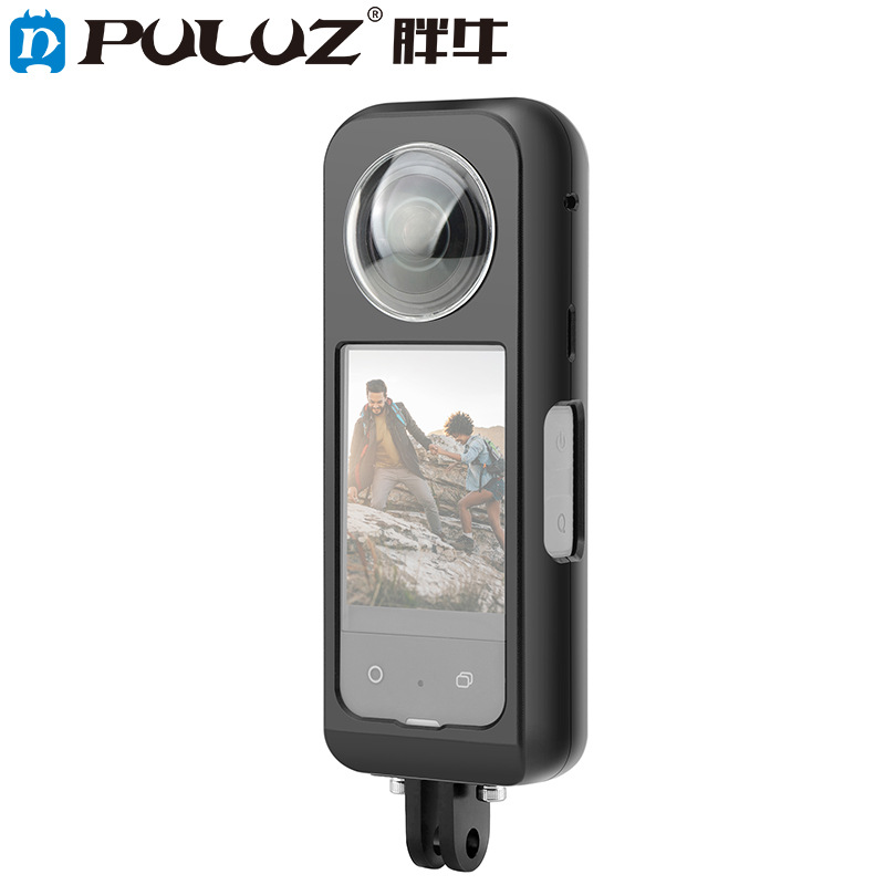 PULUZ Fat Cow para Insta360 X4/X3 Cámara panorámica Jaula de conejo de metal Estuche protector de lente Espejo protector